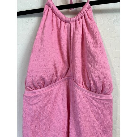 Mynah Women Tankini Barbiecore Pink Plus Sz 18W Adjustable Tie Neck Halter Style - Picture 2 of 5